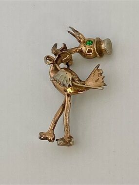 Vintage Sterling Gilt Stork Brooch 1940’s
